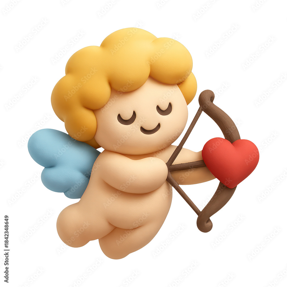 Naklejka premium PNG Cute cherub with heart arrow