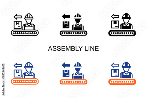 Assembly Line Icon Multi Style Vector Illustration