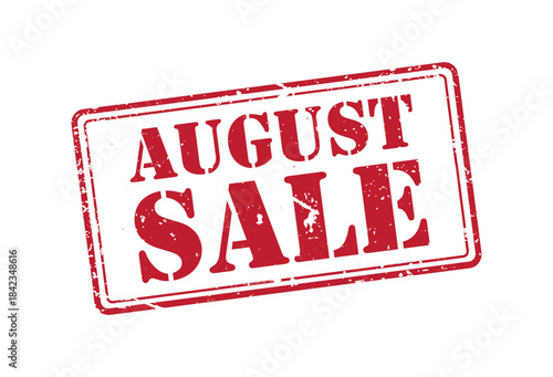 August month summer seasonal sale red rubber stamp special discount promotion offer announcement