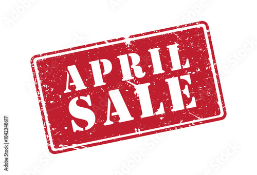 Red grunge rubber stamp text April Sale banner marketing graphic design promotion isolated white background