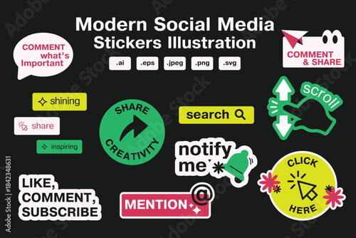 Modern Social Media Stickers Illustration
