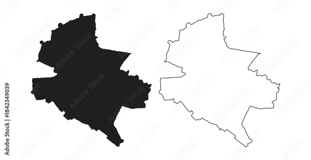 Fototapeta premium Bucharest city map Romania capital geographical territory blank outline vector silhouette isolated shape