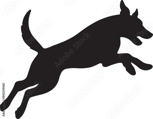 A silhouette of a german shepherd mid leap showcasing dynamic canine energy