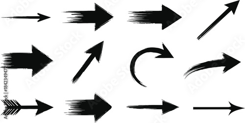 Collection of hand drawn black arrows pointing different directions