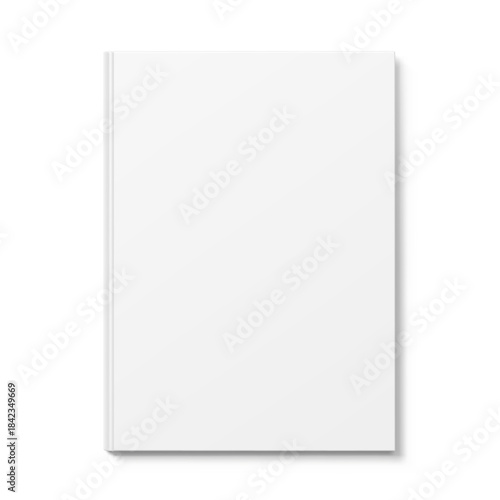 Blank hardcover book mockup. Vector illustration isolated on white background. It can be used for promo, catalogs, brochures, magazines, etc. Ready for your design. EPS10.
