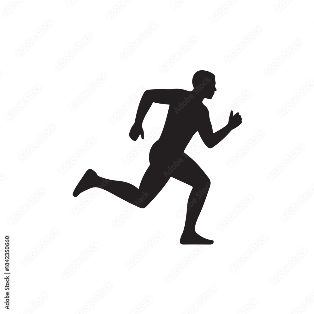 Fototapeta premium Running man silhouette icon for fitness app and sports activity, minimalist vector symbol