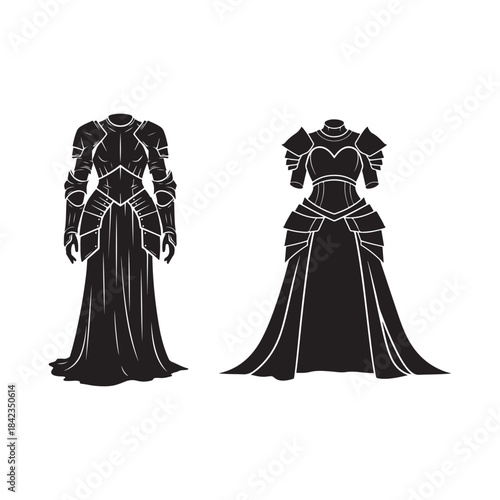 Armored Knight and Queenly Warrior Confront Destiny in Dark Fantasy Armor