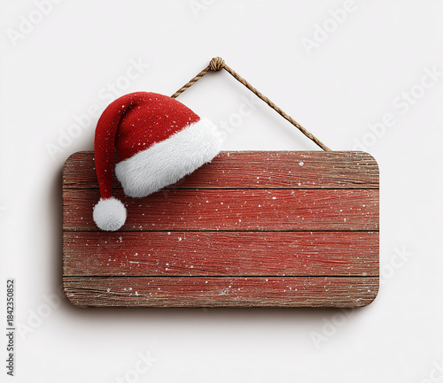 크리스마스 산타모자 나무 표지판