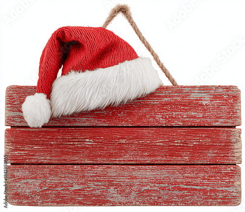 크리스마스 산타모자 나무 표지판