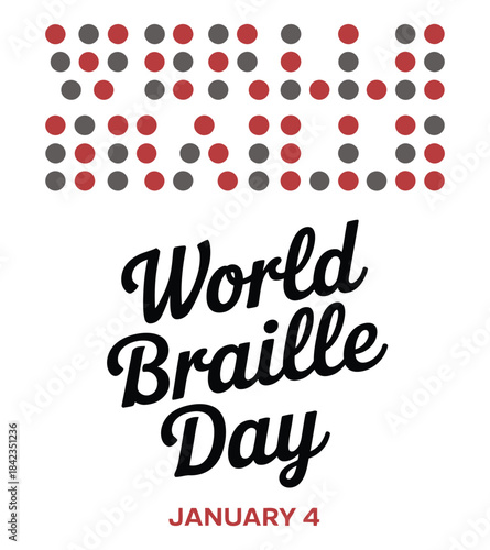 World Braille Day Vector Design with Braille Dots and Typography