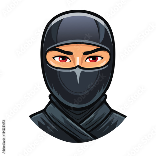 Man Ninja mascot with sleek masked face