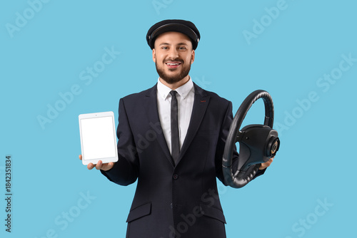 Male chauffeur with tablet ...
