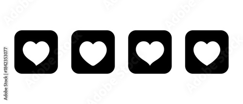 Heart icon set in black square. Love, relationship, affection, and romantic symbol