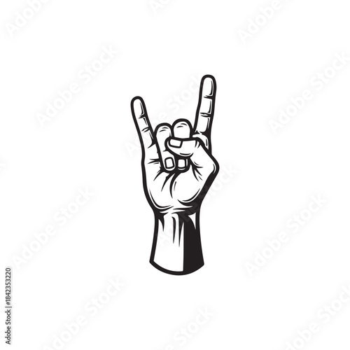 Rock and Roll Hand Sign Vector - Horns Gesture Heavy Metal Music Clipart