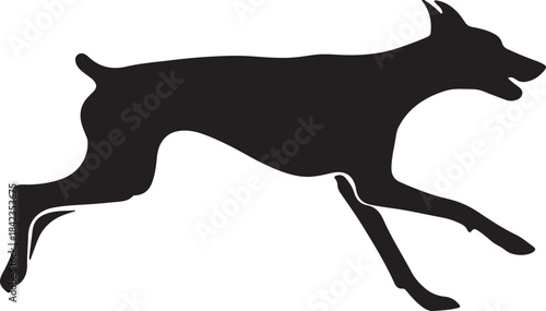 A striking silhouette of a running dog with a distinctive beard and tail