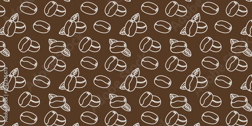 Seamless pattern of roasted coffee beans, perfect for packaging, menus, and cafe decor