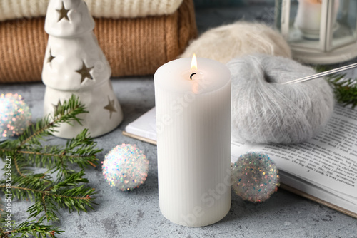 Burning candle with Christm...