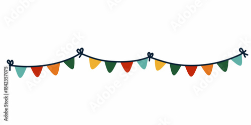 Festive Garland in Hand-Drawn Style for Party Decorations