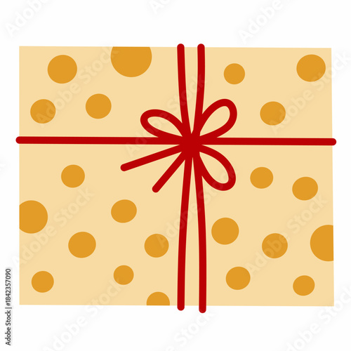 Polka Dot Gift Box in Hand-Drawn Style for Holiday Designs