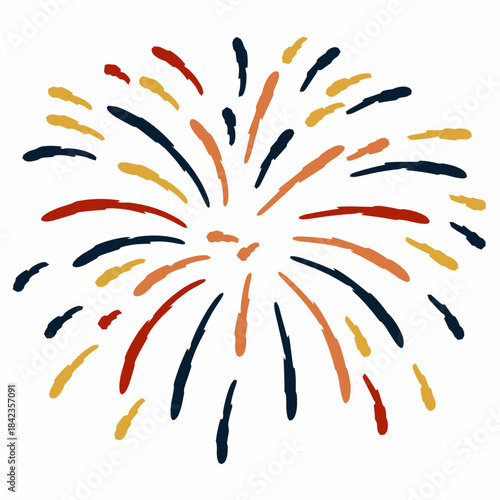 Fireworks Burst in Hand-Drawn Style for Celebration Graphics