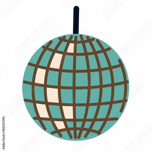 Disco Ball Element in Hand-Drawn Style for Party Designs