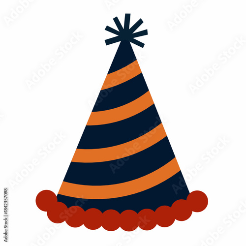 Striped Party Hat in Hand-Drawn Style for Festive Designs