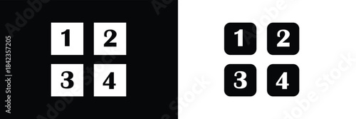 1234 latter icon black and white .Vector Illustration .EPS 10 .