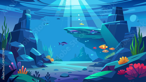 underwater scene with fishes