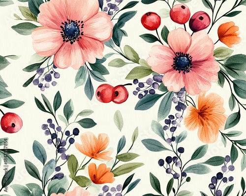 Delicate Floral Wreath Pattern for Background Design