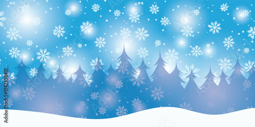 Wallpaper of randomly falling snowflakes. Frozen grains of snow dust. Snowy sky with a white-green background. Vector illustrations.