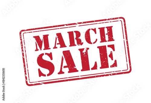 March month spring seasonal sale red rubber stamp special discount promotion offer announcement