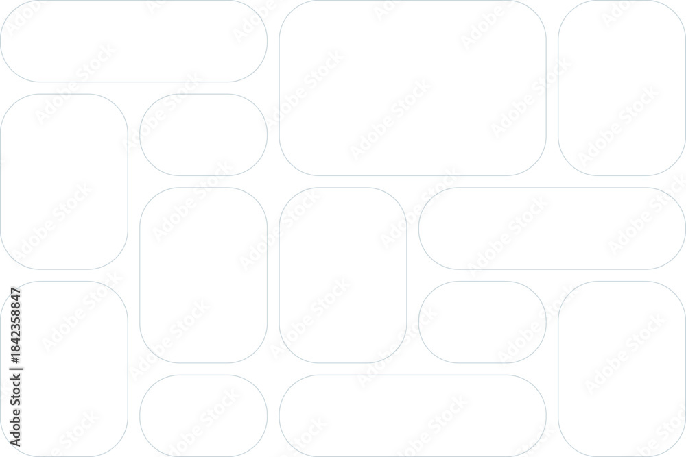 Fototapeta premium Minimalist Tiled Layout with Rounded Rectangle Photo Frames and White Space