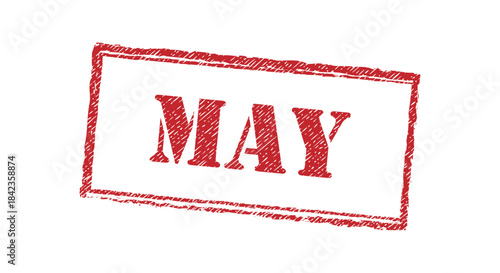 May calendar month red grunge rubber stamp vector illustration date season period isolated white background