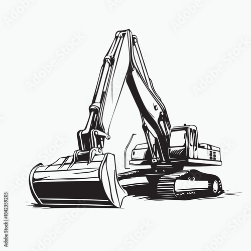excavator on white