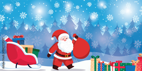 Wallpaper of randomly falling snowflakes. Frozen grains of snow dust. Snowy sky with a white-green background. Vector illustrations.