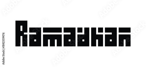 Modern black kufi calligraphic script art of ramadan kareem isolated on a clean white background