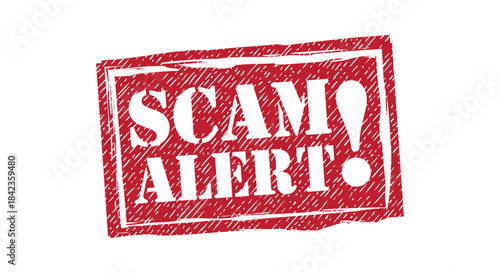 Scam alert warning red grunge rubber stamp vector illustration security fraud crime danger
