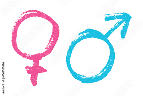 Hand drawn female and male gender identity sign Symbol used to represent sex and gender Single element for print, web, design, decor