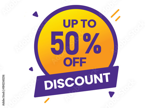 Mega Sale Special Offer Banner with Red Ribbon and Colorful Confetti on Yellow Background