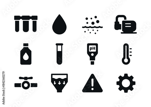 Water Treatment Icons. Water Treatment. Solid icon set of Water