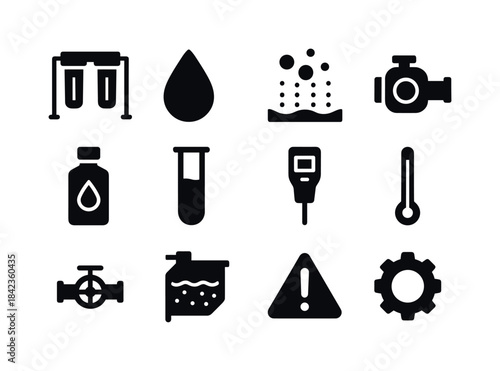 Water Treatment Icons. Water Treatment. Solid icon set of Water