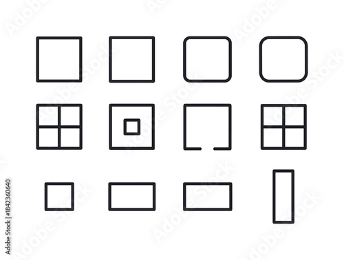 Minimal Box Icons. Minimal box icons. Line icon set of minimal b