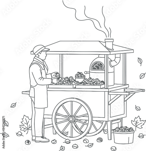 Roasted Chestnut Vendor in Autumn