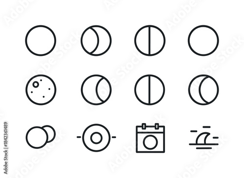Lunar Phases Icons. Lunar Phases. Line icon set of Lunar Phases: