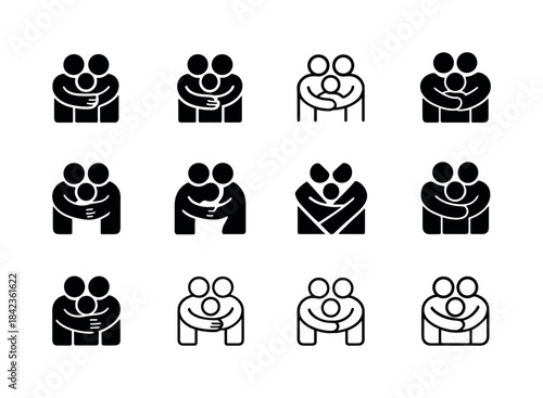 Group Hug Icons. Group Hug. Icon set. Set Logo of Group Hug: abs