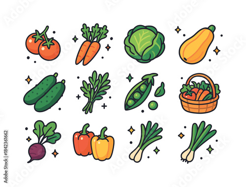 Garden Harvest Icons. Garden harvest. Colorful isometric vector