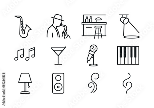 Jazz Icons Collection. A jazz musician playing a saxophone in a