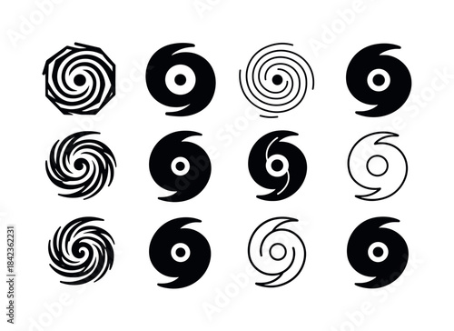 Hurricane Icon Set. Severe Hurricanes. Icon set. Set Logo of Sev