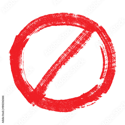 Hand drawn prohibition sign No entry symbol Red circle with cross line clipart in doodle style Ban Restriction Forbidden stop Single element for print, web, design