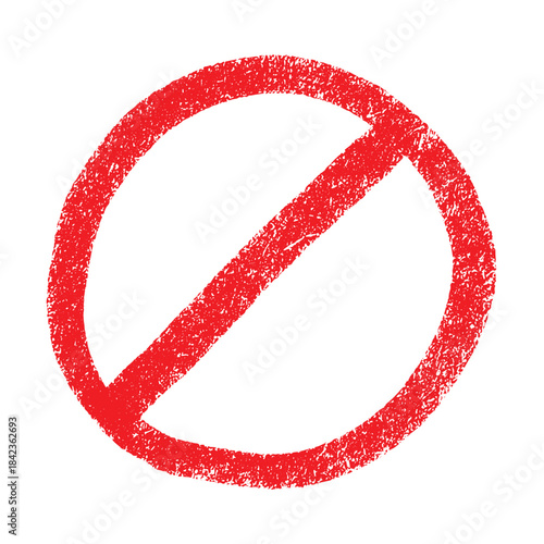Hand drawn prohibition sign No entry symbol Red circle with cross line clipart in doodle style Ban Restriction Forbidden stop Single element for print, web, design
